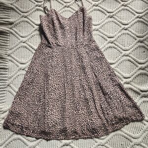 Gap Tan Pink Heart Leopard Print A Line Mini Dress Size 6